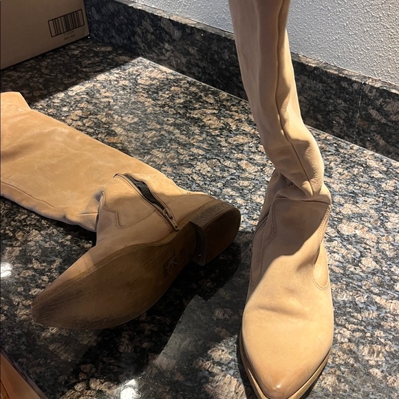Tan Free People Knee-High Leather Boots - Picture 3 of 3